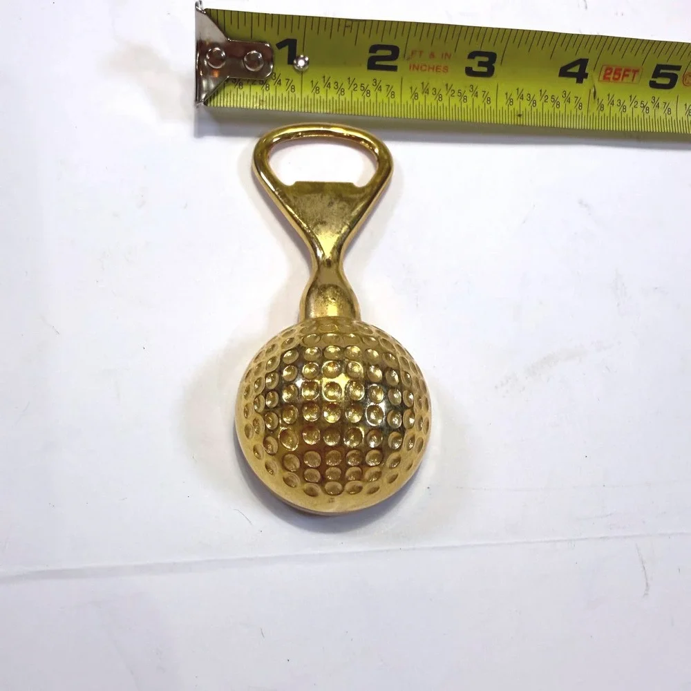 Vintage Gold Tone Golf Ball Bottle Opener Bar Tool Sports Gift